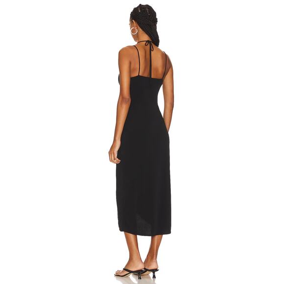 Lanston Black Ruched Midi Dress Double Strap Size S NWT - Picture 8 of 8
